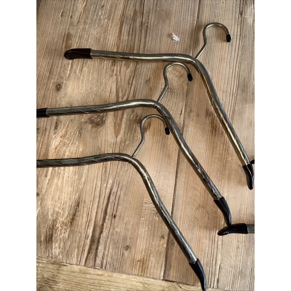 Vintage Metal Tubular Clothes Hangers Black Rubber Tips Mid Century Set of 7 MCM